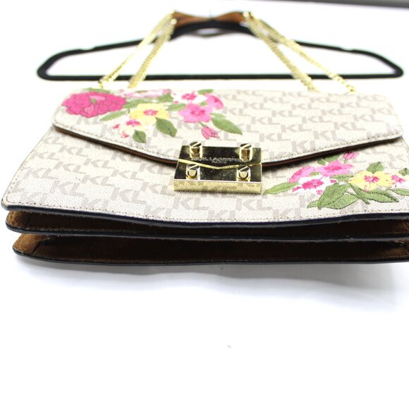 Karl Lagerfeld Paris Floral Embroidered Chain Link Crossbody Shoulder Bag - VGUC - Picture 13 of 14